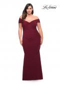 Picture of: Long Net Jersey Plus Dress with Bodice Design in Wine, Style: 29635, Detail Picture 6