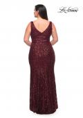 Picture of: Long Sequin Plus Size Dress with Banded Waist in Wine, Style: 30182, Detail Picture 6