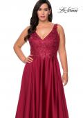 Picture of: A-line Plus Size Dress with Rhinestone Lace Bodice in Wine, Style: 29039, Detail Picture 7