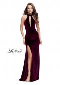 Picture of: Velvet Prom Dress with Open Back and Deep V Cut Out in Wine, Style: 25292, Main Picture