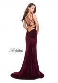 Picture of: Velvet Form Fitting Prom Dress with Intricate Back in Wine, Style: 25681, Main Picture