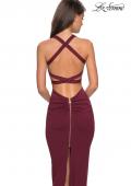 Picture of: Body Forming Dress with Exposed Zipper and Slit in Wine, Style: 27637, Main Picture