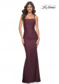 Picture of: Simple Ruched Jersey Dress with Lace Up Back in Wine, Style: 31919, Main Picture
