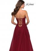 Picture of: Strapless Tulle Dress with Cascading Floral Detail in Wine, Style: 28599, Detail Picture 8