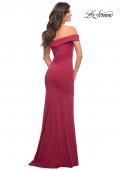 Picture of: Off the Shoulder Long Jersey Gown with Ruffle in Red, Style: 30703, Detail Picture 8