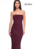 Picture of: Rhinestone Embellished Strapless Ruched Prom Dress in Wine, Style: 32141, Detail Picture 8