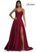 Picture of: Mikado A-line Gown with Lace Detail Neckline in Wine, Style: 32878, Detail Picture 8