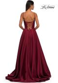 Picture of: Mikado A-line Gown with Lace Detail Neckline in Wine, Style: 32878, Detail Picture 9