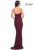 Picture of: Rhinestone Embellished Strapless Ruched Prom Dress in Wine, Style: 32141, Detail Picture 10