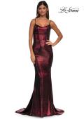 Picture of: Metallic Jersey Dress with Low Back and Ruching in Wine, Style: 32932, Detail Picture 11