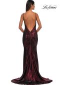 Picture of: Metallic Jersey Dress with Low Back and Ruching in Wine, Style: 32932, Detail Picture 12