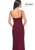 Picture of: Bustier Net Jersey Prom Dress with Ruching and High Slit in Wine, Style: 32161, Detail Picture 16