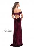 Picture of: Off the Shoulder Mermaid Gown with Strappy Back and Train in Wine, Style: 25213, Back Picture