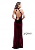 Picture of: Velvet Prom Dress with Open Back and Deep V Cut Out in Wine, Style: 25292, Back Picture