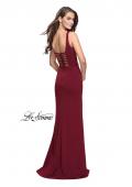 Picture of: Form Fitting Prom Dress with Detailed Front Cut Out in Wine, Style: 25509, Back Picture