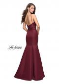 Picture of: Long Mermaid Prom Dress with Laser Cut Pattern Detail in Wine, Style: 25650, Back Picture