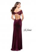 Picture of: Long Off the Shoulder Prom Dress with Beads and Lace in Wine, Style: 25823, Back Picture