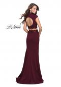 Picture of: Two Piece Jersey Applique Gown with Short Sleeves in Wine, Style: 26196, Back Picture