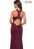 Picture of: Racer Back Jersey Form Fitting Prom Dress in Wine, Style: 27573, Back Picture