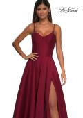 Picture of: Mikado A-line Gown with Lace Detail Neckline in Wine, Style: 32878, Detail Picture 23