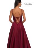 Picture of: Mikado A-line Gown with Lace Detail Neckline in Wine, Style: 32878, Detail Picture 24