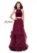 Picture of: Two Piece Tulle Gown with Velvet High Neck Top in Wine, Style: 25817, Detail Picture 1