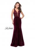 Picture of: Long Embellished Velvet Prom Dress with a Low V Back in Wine, Style: 25824, Detail Picture 1