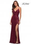Picture of: Elegant Long Sequin Dress with V Neckline in Wine, Style 29657, Detail Picture 1