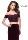 Picture of: Velvet Two Piece Prom Dress with Beading in Wine, Style: 25496, Detail Picture 2