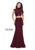 Picture of: Two Piece Jersey Applique Gown with Short Sleeves in Wine, Style: 26196, Detail Picture 2