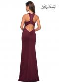 Picture of: Racer Back Jersey Form Fitting Prom Dress in Wine, Style: 27573, Detail Picture 2
