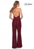 Picture of: Fringe Sequin Jumpsuit with V-Neckline in Wine, Style: 28864, Detail Picture 2