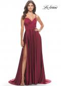 Picture of: Luxury Satin Gown with Criss Cross Bodice in Wine, Style: 31233, Detail Picture 2