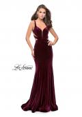 Picture of: Form Fitting Velvet Mermaid Gown with Side Cut Outs in Slate Blue, Style: 25866, Detail Picture 3
