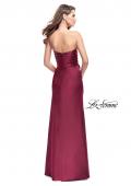 Picture of: Long Strapless Satin Prom Dress with Side Ruching in Wine, Style: 26017, Detail Picture 3
