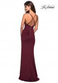 Picture of: Long Jersey Ruched Dress with Side Leg Slit in Wine, Style: 27317, Detail Picture 3