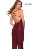Picture of: Fringe Sequin Jumpsuit with V-Neckline in Wine, Style: 28864, Detail Picture 3