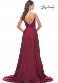 Picture of: Luxury Satin Gown with Criss Cross Bodice in Wine, Style: 31233, Detail Picture 3
