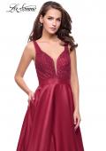 Picture of: Long Mikado Prom Dress with Beaded Bodice in Wine, Style: 26203, Detail Picture 2