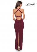 Picture of: Body Forming Dress with Exposed Zipper and Slit in Wine, Style: 27637, Detail Picture 4