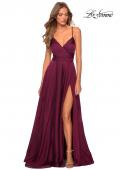 Picture of: Elegant Long Chiffon Prom Dress with Pleated Bodice in Wine, Style: 28575, Detail Picture 4