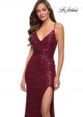 Picture of: Elegant Long Sequin Dress with V Neckline in Wine, Style 29657, Detail Picture 4