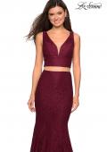 Picture of: Sweetheart Neckline Two Piece Long Lace Prom Dress in Wine, Style: 27262, Detail Picture 5