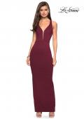 Picture of: Body Forming Dress with Exposed Zipper and Slit in Wine, Style: 27637, Detail Picture 5