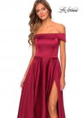 Picture of: Satin Off the Shoulder Evening Dress with Pockets in Wine, Style: 28978, Detail Picture 5