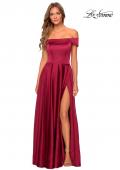 Picture of: Satin Off the Shoulder Evening Dress with Pockets in Wine, Style: 28978, Detail Picture 7