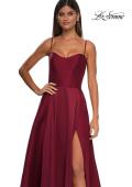 Picture of: Chic Stretch Mikado A-line Evening Dress with Sheer Back in Wine , Style: 32670, Detail Picture 7