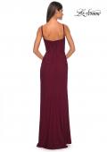 Picture of: Net Jersey Fitted Dress with Ruched Bustier Top in Wine, Style: 32239, Detail Picture 10