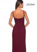 Picture of: Net Jersey Fitted Dress with Ruched Bustier Top in Wine, Style: 32239, Detail Picture 11