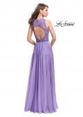 Picture of: Long A-line Dress with Chiffon Skirt and Strappy Details in Wisteria, Style: 25487, Back Picture